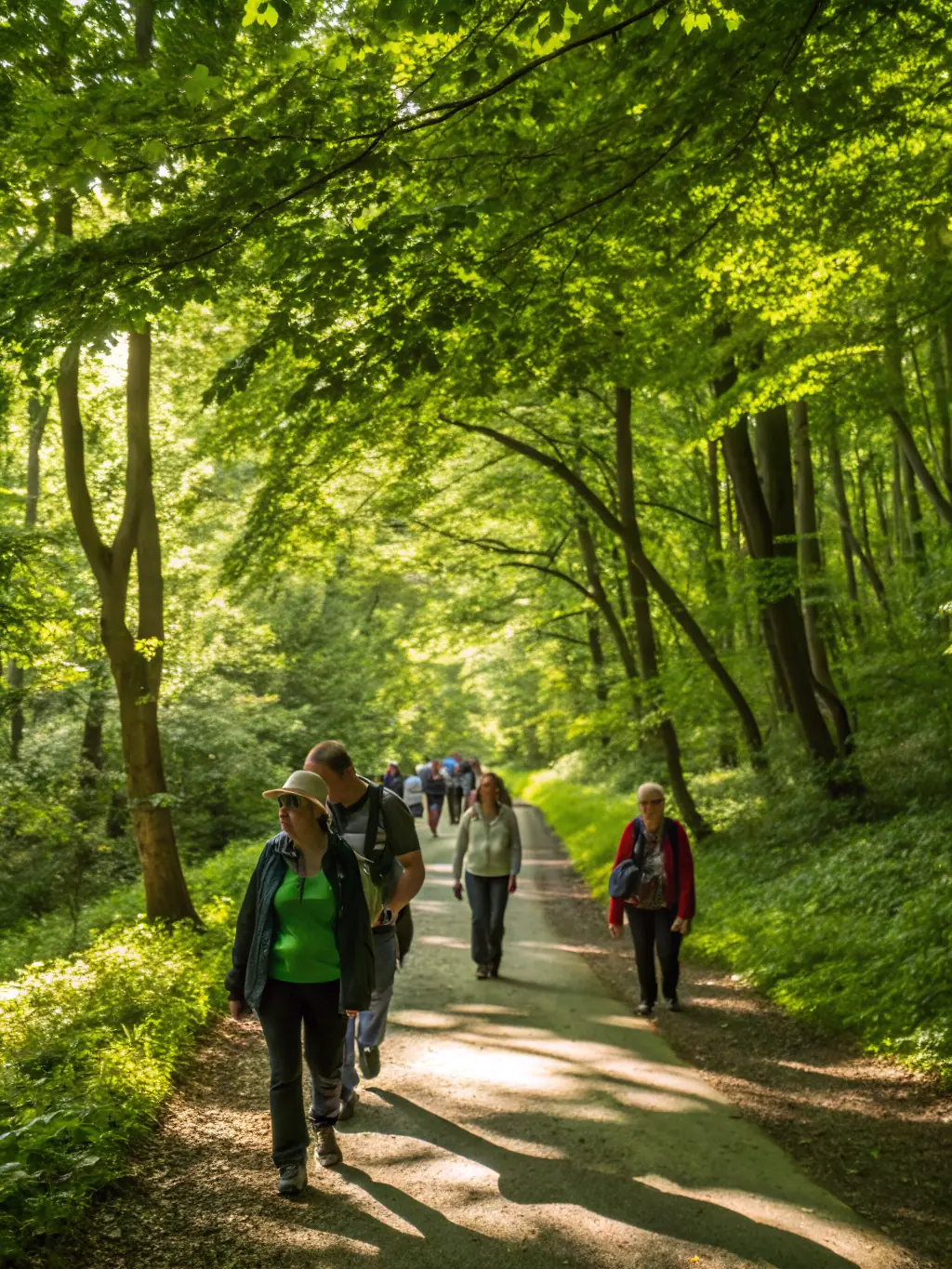 An image of participants enjoying a community hiking event, showcasing the beauty of nature and the opportunity for social connection.
